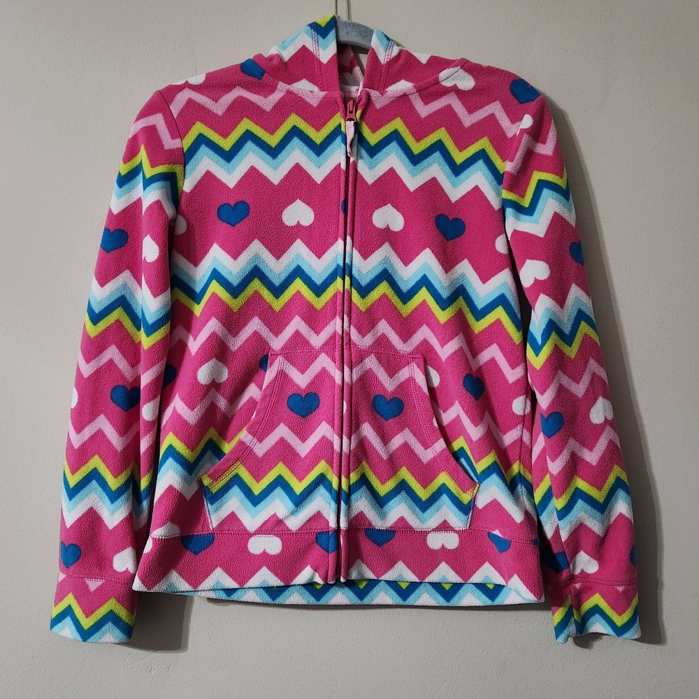 Circo Full Zip Cute Pink Hoodie for Girls Size XL(14/16) with Colorful Patterns